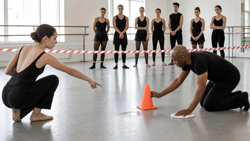 Dance Floor Feels Slippery: Stop and Tell the Studio