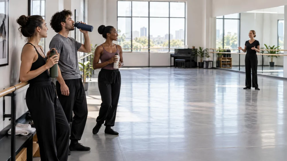 Dance Class Water Break: Bottle, Path, and Reentry